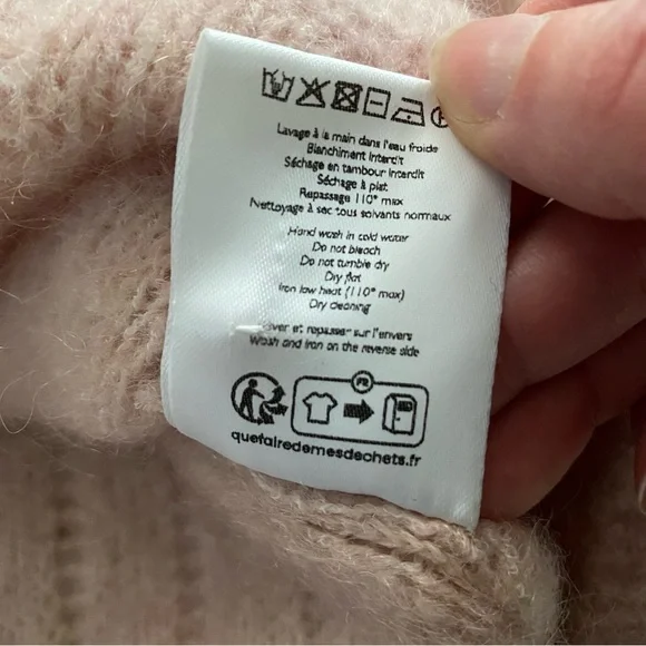 Sezane Antonetta Cardigan Sweater Jumper Powder Pink Merino Wool Mohair Medium - Picture 11 of 13